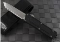 Microtech Knives Scarab T/E Automatic OTF D/A Knife (3.44in Stonewashed Serr) VNT-0070 - Front