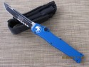 Microtech Halo V - Blue Handle - Tanto - Serrated - Front