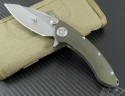 (#ws-c-bb-mic) Microtech Whaleshark Custom Vapor Blast - Green Micarta Handle - Front